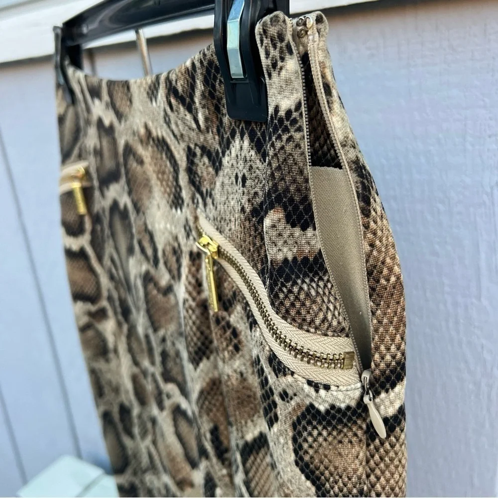 Vintage Michael Kors Sz 6 Snake Mamba Print Knit Pencil Skirt Side Zip Lined EUC